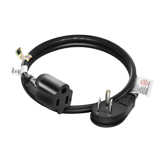 FIRMERST 1875W 15A Extension Cord 2 Feet 14/3 Flat Plug Black, Pack of 2
