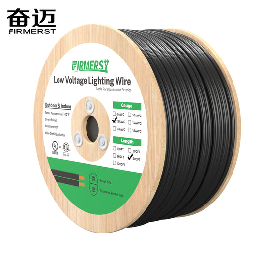 FIRMERST 12/2 Low Voltage Landscape Wire Outdoor Lighting Cable 500 Feet – 12-Gauge 2-Conductor